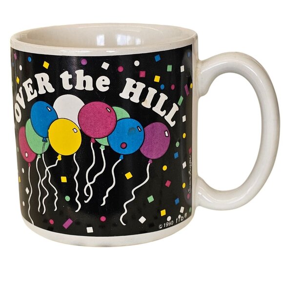 Vintage "Over The Hill" Mug With Balloons Design 1980 f.b. Bogart Ceramic Made I - Picture 1 of 6